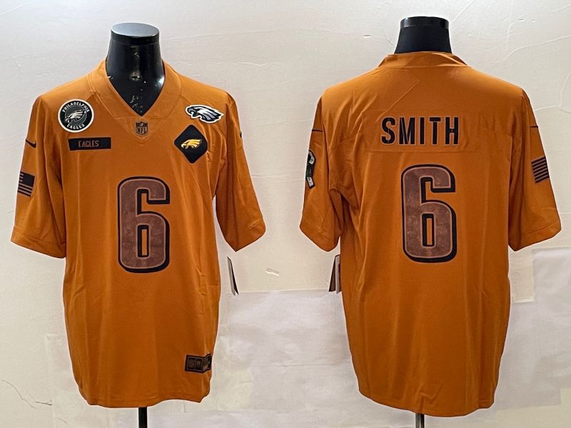Men Philadelphia Eagles #6 Smith Yellow Nike 2025 Salute to Service Limited NFL Jersey style 6->philadelphia eagles->NFL Jersey